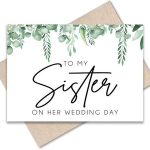 Für meine Schwester an ihrem Hochzeitstag Hochzeitsgeschenk Hochzeitskarte für Schwester Hochzeitskarten für die Braut Printable Hochzeitstag Karte Hochzeitsgrün