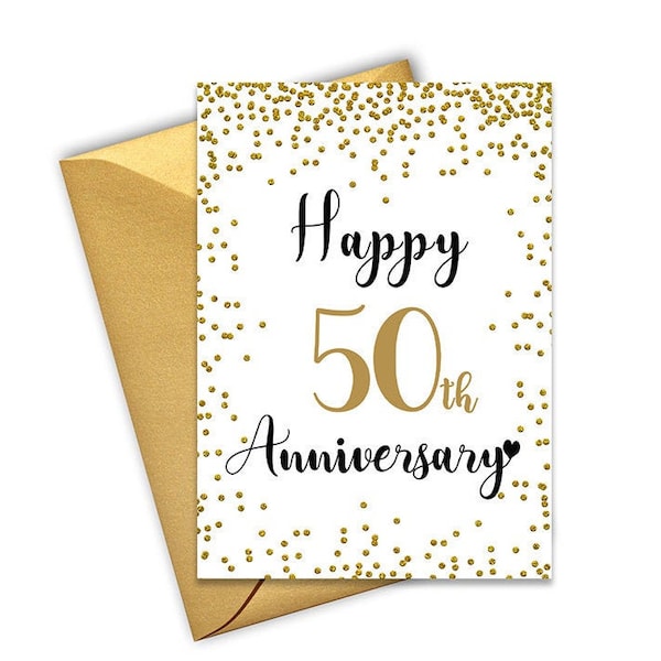 50th Wedding Anniversary Card, Gold anniversary card, Golden Anniversary Card, 50th Birthday Card, Printable 50th anniversary, Digital file