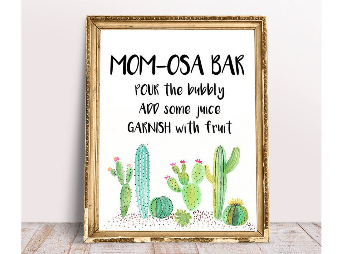 Momosa Bar, Printable Cactus Bar, Fiesta Baby Shower, Cactus Momosa Bar ...