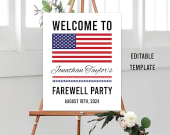Editable Military Party Welcome Sign, Printable Military Going Away Sign, Military Boot Camp Send-off, Soldier Farewell, Recruit Sending Off