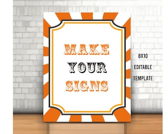 Editable Halloween Party Sign, Printable Halloween Welcome Sign, Halloween Birthday Template, Custom Halloween Party Sign, Orange White