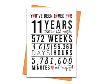 11th Birthday Card, Printable Birthday Card, 11th Birthday Printables, Greeting card printables, red 11th birthday, 11th heart birthday