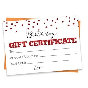 Certificat-cadeau rouge, carte-cadeau imprimable, chèque-cadeau, cartes-cadeaux imprimables, cadeau pour l&#39;enseignant, cadeau d&#39;anniversaire, bon d&#39;anniversaire rouge, fichier