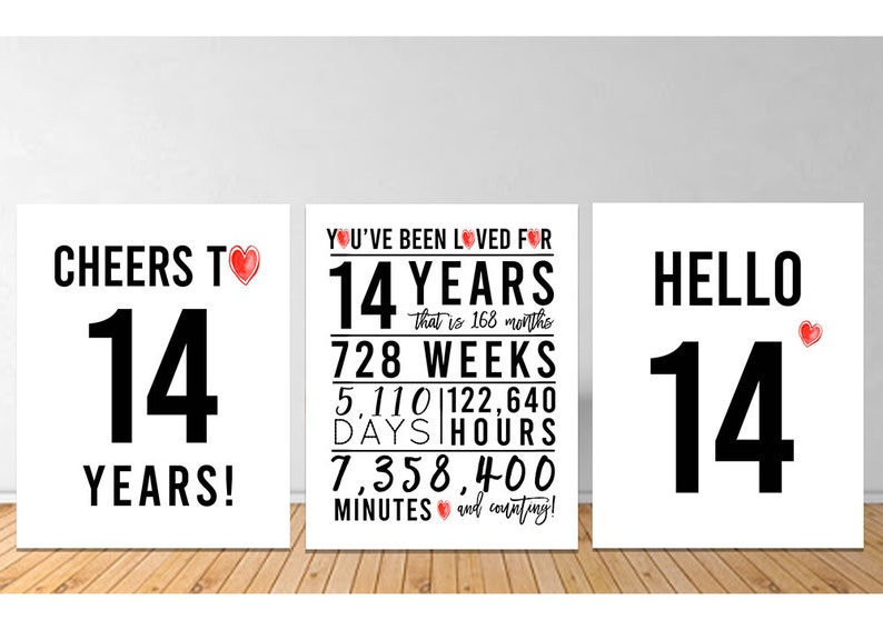 14th Birthday Decoration, Printable, 14th Birthday Signs Bundle, Cheers ...