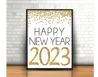 Black Glitter Happy New Year Banner – 10 Feet, 2 Strings, Pre-Strung For 2023 Party - View #11