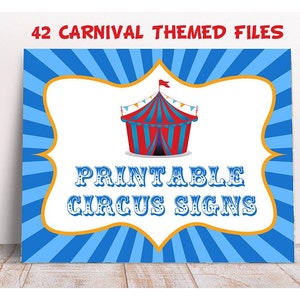 Carnival Signs, 42 Circus Signs, Printable Circus Party Games, Circus Tent Sign, Carnival Birthday Decor, Instant Circus Decoration, GIFT