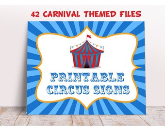 Carnival Signs, 42 Circus Signs, Printable Circus Party Games, Circus Tent Sign, Carnival Birthday Decor, Instant Circus Decoration, GIFT
