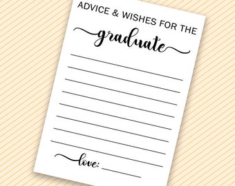Advice and Wishes for the Graduate Game, Printable graduation party game, rustic graduation, Wishes for Grad, Printable Graduation, digital