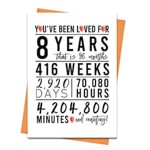 Carte du 8e anniversaire, carte d'anniversaire imprimable, imprimables du 8e anniversaire, imprimables de carte de voeux, rouge 8e anniversaire, impression du 8e anniversaire du coeur