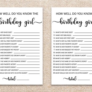 Quão bem você conhece a aniversariante, Quem conhece melhor a aniversariante, Questionário de aniversário, Jogo de festa de aniversário de menina, Atividade, Aniversário rústico