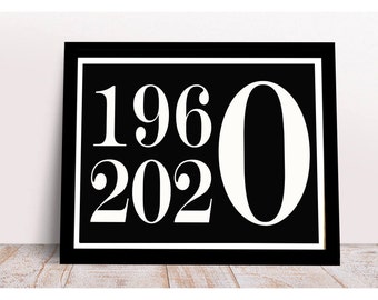 60th Birthday, Cheers to 60 Years, 60th Birthday Sign, 60th Anniversary, Black White Birthday Sign, Happy 60th Birthday, Gold  Anniversary