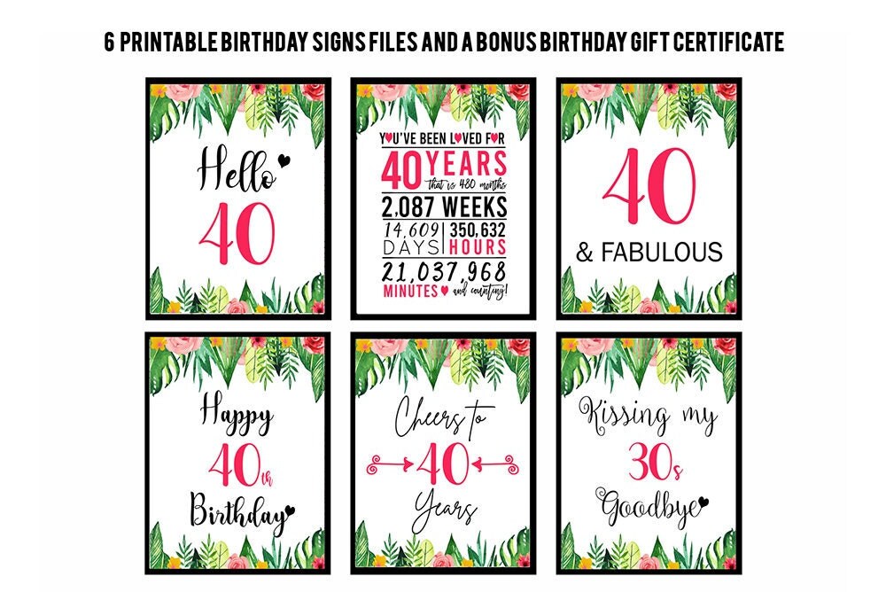 Tropical Decorations 40th Birthday Printable 40th Birthday | Etsy
