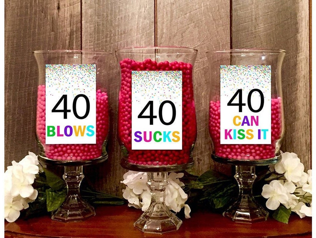 Colorful 40th Birthday PRINTABLE Table Decoration, 40 Sucks, 40 Blows ...