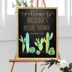 Custom Fiesta Wecome, Fiesta Theme, Gold Welcome, Succulent Welcome, Bridal Shower Welcome, Fiesta Shower Sign, Cactus Engagement