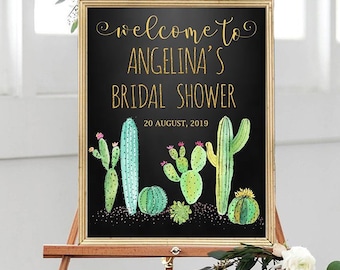 Custom Fiesta Wecome, Fiesta Theme, Gold Welcome, Succulent Welcome, Bridal Shower Welcome, Fiesta Shower Sign, Cactus Engagement
