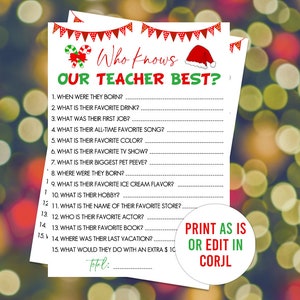 Férias escolares editáveis, o melhor jogo de quem conhece nosso professor, jogos de festa escolar para impressão, quão bem você conhece nosso professor, Natal escolar