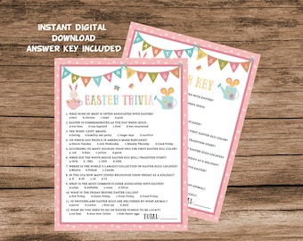Easter Games, Qiuz, Easter Trivia Party Game, Adult Trivia Game, Teen Easter Game, Printable Games, Easter Group Game, Easter Decoration