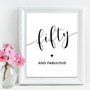 50 and Fabulous, Hello 50, Hello Fifty, 50th Birthday, Cheers to 50 Years, Happy 50th Bday, 50th Birthday Sign, 50th Anniversary, Milestone