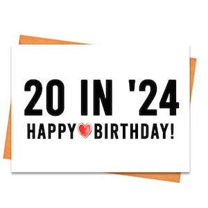 Carte 20e anniversaire, carte d'anniversaire imprimable, 20e anniversaire à imprimer, cartes de voeux à imprimer, rouge 20e anniversaire, 20e carte d'anniversaire coeur