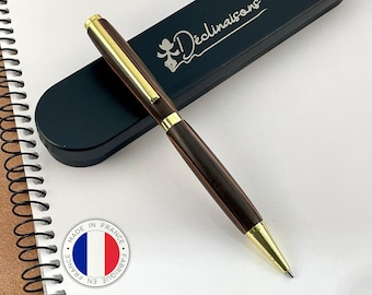 Personalized Macassar Ebony Wood Pen, Handmade in France, Personalized Pen with Engraving | Ph.D., Doctor, Lawyer, Father