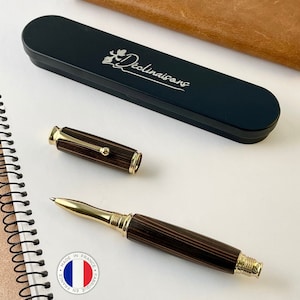 Stylo Roller Premium Bois Ebène de Macassar, Fabriqué Main en France, Stylo Personnalisé avec Gravure | Doctorat, Docteur, Avocat, Pères