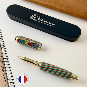 Stylo Roller Premium Bois Arc en Ciel, Rainbow, Fabriqué Main en France, Stylo Personnalisé avec Gravure | Original, Mariage, Noces, Ami