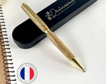 Oak wooden pen, made France. Customized with engraving. Gift box included. Helpful, writer, caregiver, judge, friend, birthday, stag do
