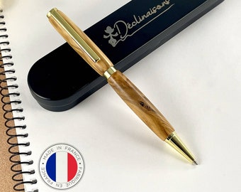 Stylo Personnalisable Bois Olivier d’Italie, Fabriqué à la Main en France, Stylo Personnalisé avec Gravure | Entreprise, Noël, Retraite