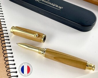 Cedar wood roller pen, Handmade in France. Customization possible. Gift box included. Doctor, birthday, student, teacher