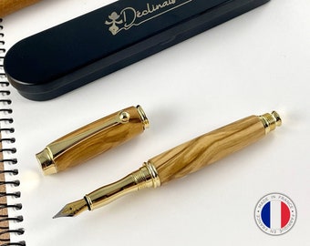 Stylo Plume Premium Bois Olivier d’Italie, Fabriqué Main en France, Stylo Personnalisé avec Gravure | Entreprise, Noël, Anniversaire Mariage