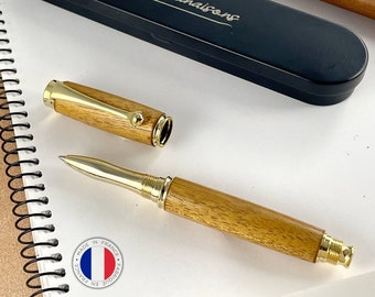 Stylo Roller Premium Bois Acajou Afrique, Fabriqué à la Main en France, Cadeau Stylo Personnalisé avec Gravure | Cadeau Noël, Mariage, Noces