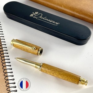 Stylo Roller Premium Bois Acajou Afrique, Fabriqué à la Main en France, Cadeau Stylo Personnalisé avec Gravure | Cadeau Noël, Mariage, Noces