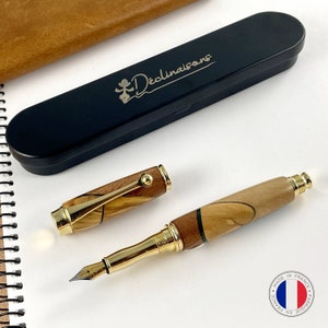 Stylo Plume Premium Bois Précieux et Résine verte, Fabriqué Main en France, Stylo Personnalisé avec Gravure | Original, Noël, Anniversaire