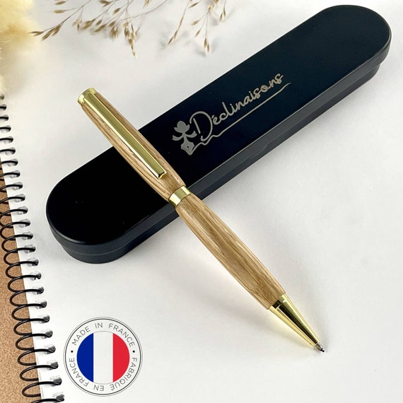 Stylo Personnalisable Bois Chêne Français, Fabriqué à la Main en