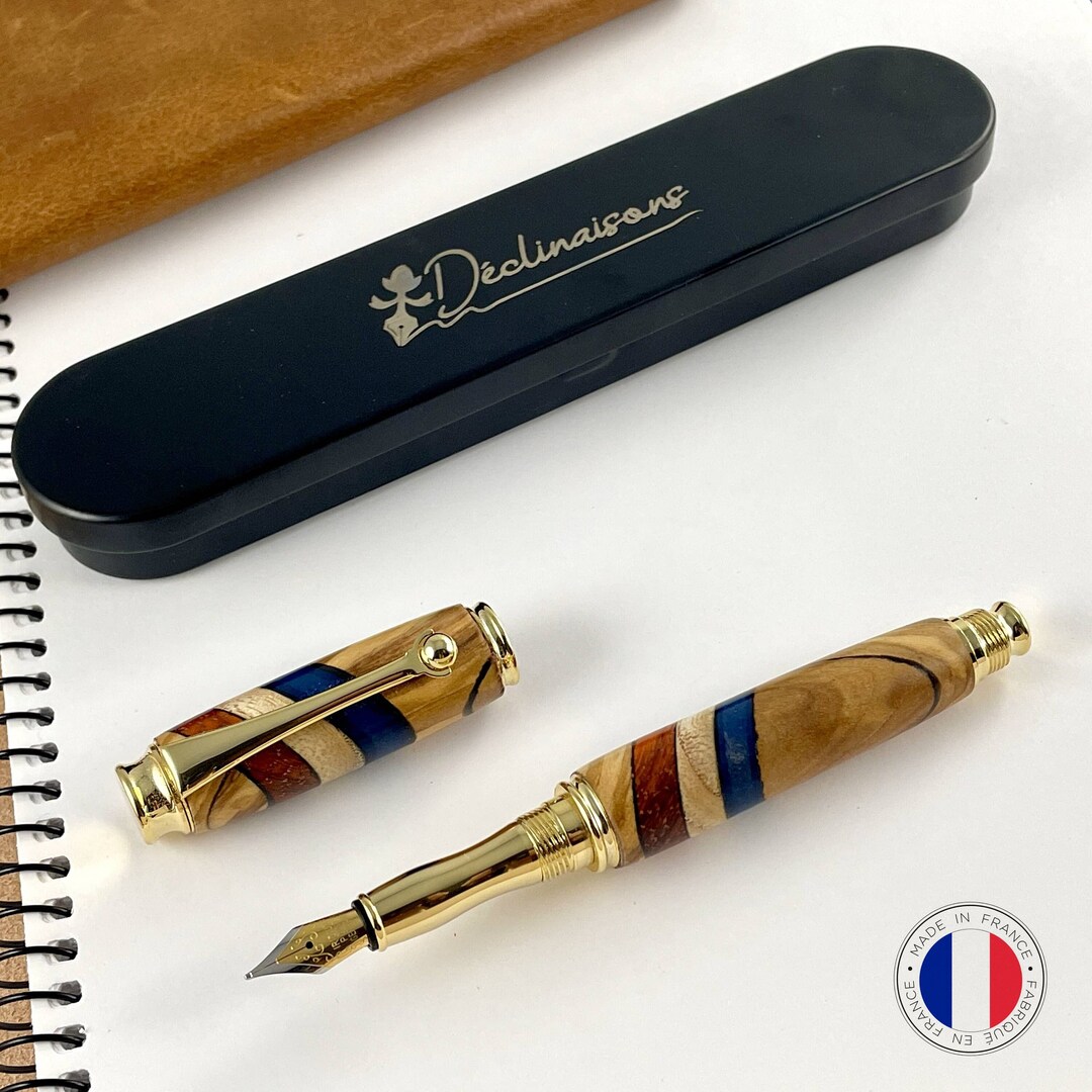 Premium Tricolor Wood Fountain Pen French Flag, Handmade in France ...