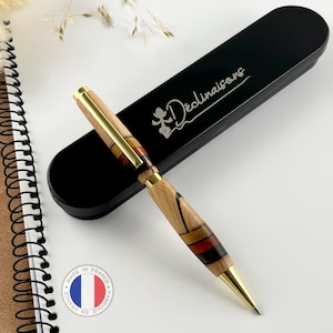 Stylo Personnalisable Bois Hêtre D'Allemagne et drapeau Allemand, Fabriqué Main en France, Personnalisé avec Gravure | Original, Deutschland