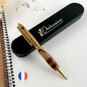 Stylo Bille OCCITANIE - Platane de France – Rouge Or & Croix Occitane. Personnalisé avec gravure. Livré avec boîte cadeau métal | Région