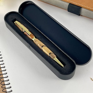 Stylo Personnalisable Bois Précieux et Résine noire, Fabriqué à la Main en France, Personnalisé avec Gravure Noël, Diplôme, Cadeau fête image 3