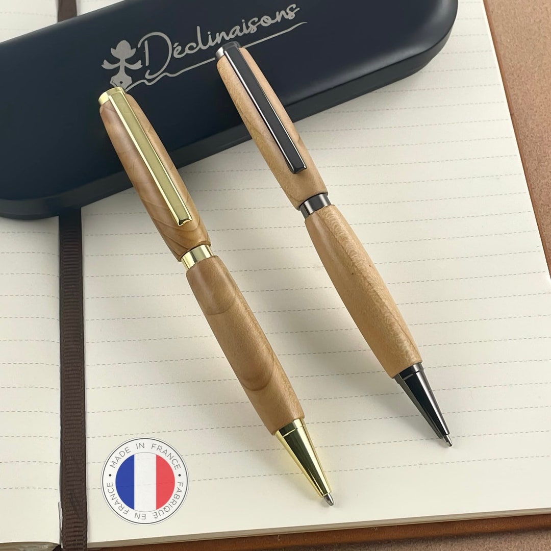 Set of 2 French Cedar Wood Pens, Handmade in France, Personalized Pen ...