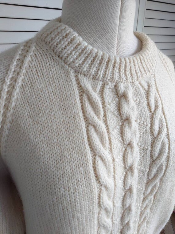 Hand knitted Welsh cream Aran jumper. Pure wool. Bran… Gem