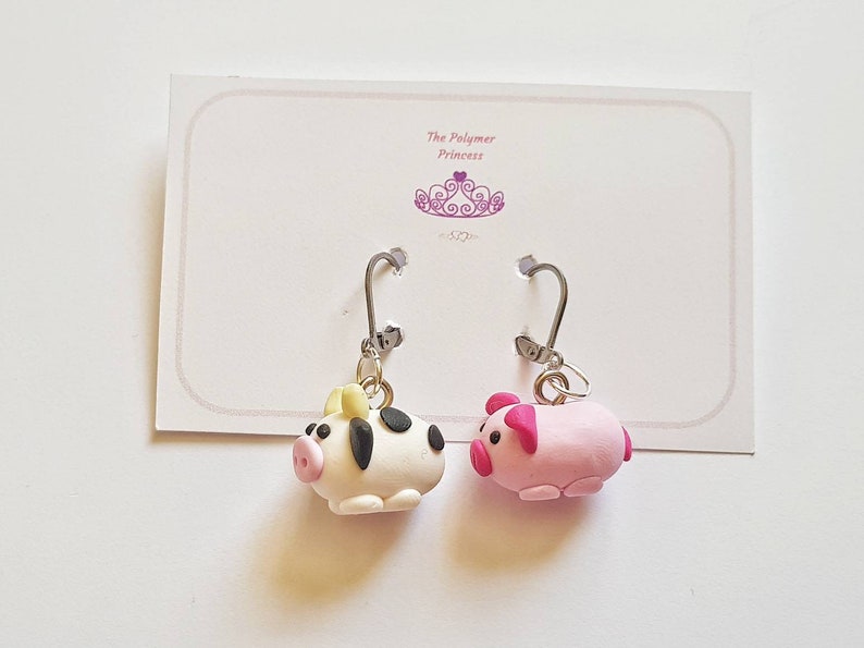 Cow and Pig Stitch Markers, Polymer Clay Farm Animals, Novelty Stitch