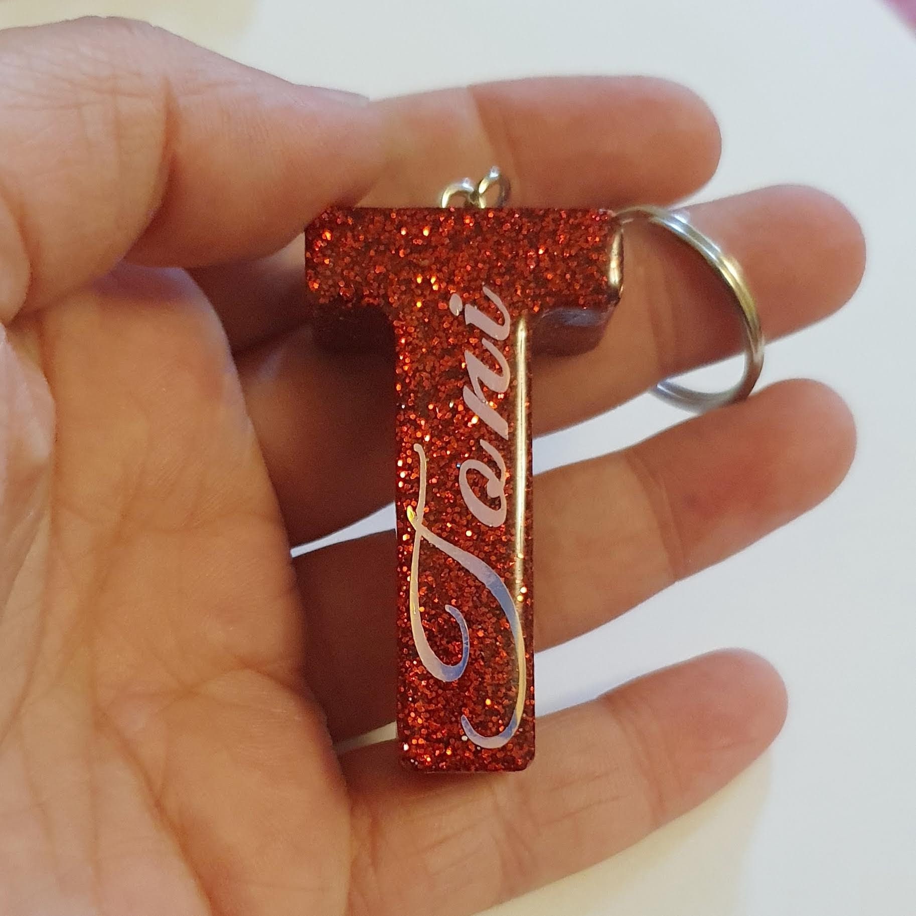 Personalised Resin Letter Keyring Etsy
