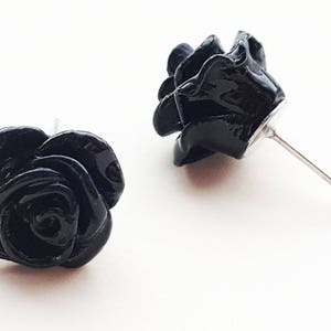 Rose earrings, black roses, polymer clay rose earrings, flower earrings, rose studs, handmade jewellery, mothers day gift, gift for her