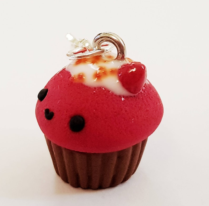 Polymer Clay Cupcake, Chocolate Cupcake Charm, Polymer Clay Key Chain