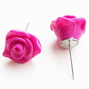 Rose earrings, pink roses, polymer clay rose earrings, flower earrings, rose studs, handmade jewellery, mothers day gift, gift for her