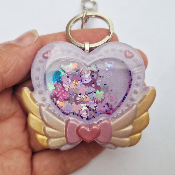 Resin heart shaker charm, backpack hanger