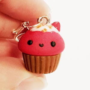 Polymer clay cupcake, chocolate cupcake charm, polymer clay key chain, kawaii cupcake, kawaii charm, planner accessory, handbag charm