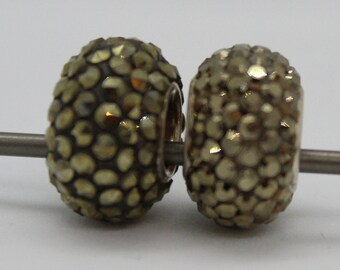 2pcs 925 Sterling Silver Pave Beads made with Crystal Nut Swarovski Crystal Elements Fits Authentic Pandora bracelets 100+ colors