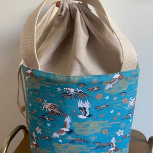 Lunch box lunch bag insulated cotton coated Japanese pattern