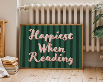 Reading Print, Book Wall Art, Bookish Home Decor, Typography Poster, Reader Gift